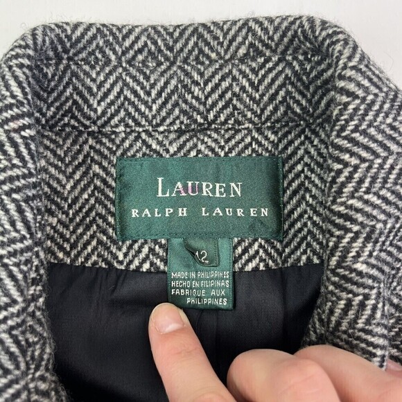 Ralph Lauren Wool Herringbone blazer Zip Front Blazer Jacket Size 12 old money - Picture 13 of 16